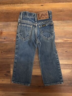 80s 90s Vintage Lee Jeans Toddler Kids 3T Slim Denim Light Wash made in USA